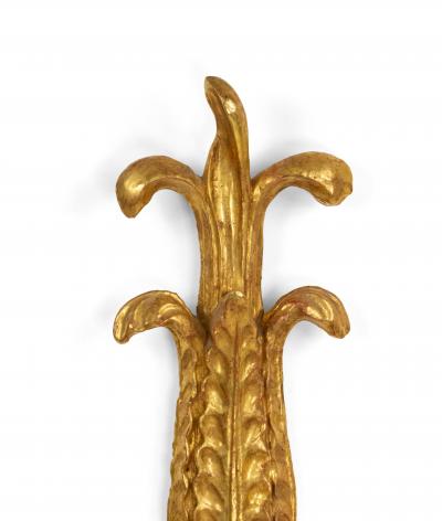 Pair of Italian Neoclassic Style Carved Palm Giltwood Wall Sconces