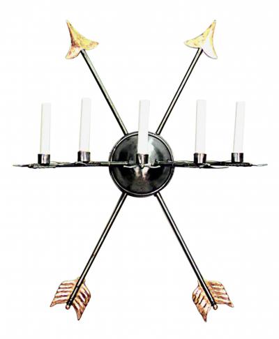 Pair of Italian Neoclassic Style Steel Crossed Arrow Wall Sconces