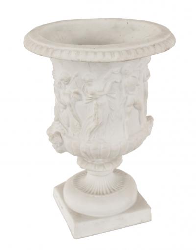 Pair of Italian Neoclassic Style White Porcelain Urns