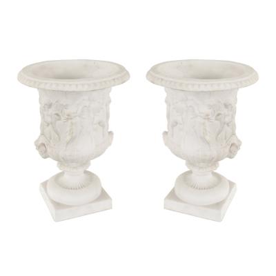 Pair of Italian Neoclassic Style White Porcelain Urns
