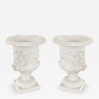 Pair of Italian Neoclassic Style White Porcelain Urns