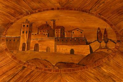 Pair of Italian Neoclassic Walnut And Marquetry Commodes