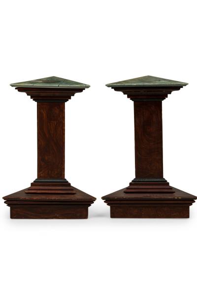 Pair of Italian Neoclassical Faux Bois and Faux Marble Painted Pedestals