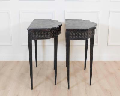 Pair of Italian Neoclassical Painted Console Tables Late 19th Century