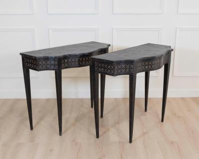 Pair of Italian Neoclassical Painted Console Tables Late 19th Century