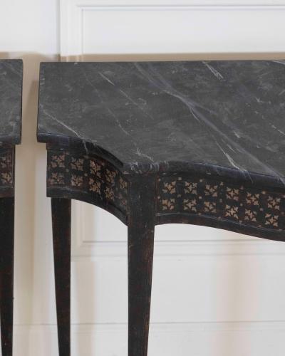 Pair of Italian Neoclassical Painted Console Tables Late 19th Century