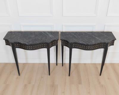 Pair of Italian Neoclassical Painted Console Tables Late 19th Century