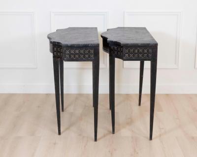 Pair of Italian Neoclassical Painted Console Tables Late 19th Century