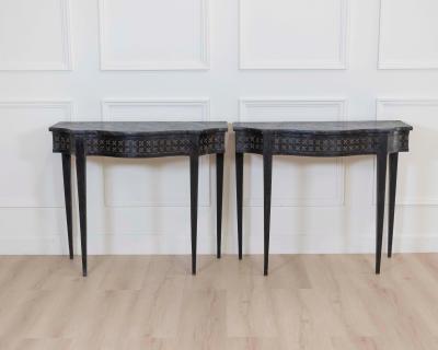 Pair of Italian Neoclassical Painted Console Tables Late 19th Century