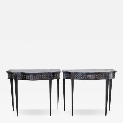 Pair of Italian Neoclassical Painted Console Tables Late 19th Century