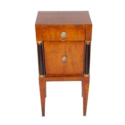 Pair of Italian Neoclassical Walnut and Ebonized Commodinis