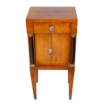 Pair of Italian Neoclassical Walnut and Ebonized Commodinis