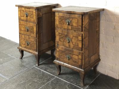 Pair of Italian Neoclassical late 18th Century Inlaid Comodini or Night stands