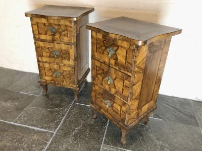 Pair of Italian Neoclassical late 18th Century Inlaid Comodini or Night stands