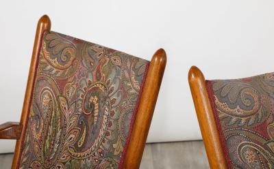 Pair of Italian Oak Armchairs with Rush Seats Italy circa 1940