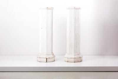 Pair of Italian Oak Pedestals from the Beginning of the 20th Century