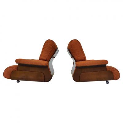 Pair of Italian Orange Mid Century Modern Armchairs
