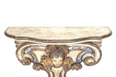 Pair of Italian Painted Limewood Consoles