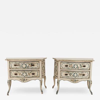 Pair of Italian Painted Two Drawer Commodes circa 1900