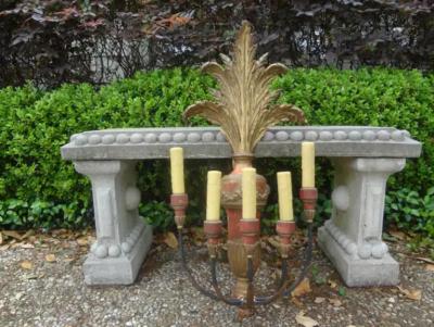 Pair of Italian Painted and Parcel Giltwood Plume Sconces