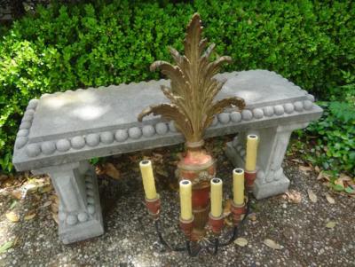 Pair of Italian Painted and Parcel Giltwood Plume Sconces