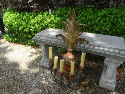 Pair of Italian Painted and Parcel Giltwood Plume Sconces