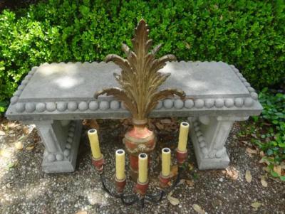 Pair of Italian Painted and Parcel Giltwood Plume Sconces