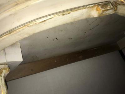 Pair of Italian Parcel Paint and Gilt Decorated Faux Marble Top Console Tables