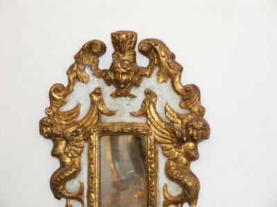 Pair of Italian Parcel Paint and Giltwood Mirrors