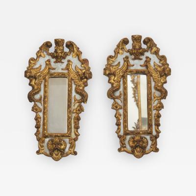 Pair of Italian Parcel Paint and Giltwood Mirrors