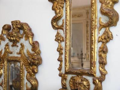 Pair of Italian Parcel Paint and Giltwood Mirrors
