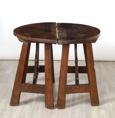 Pair of Italian Period Baroque Walnut Demi Lune Console Tables circa 1680