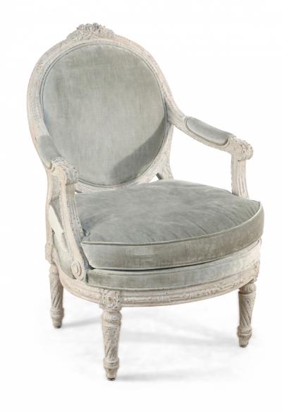 Pair of Italian Piedmontese Rounded Back Carved and Upholstered Armchairs