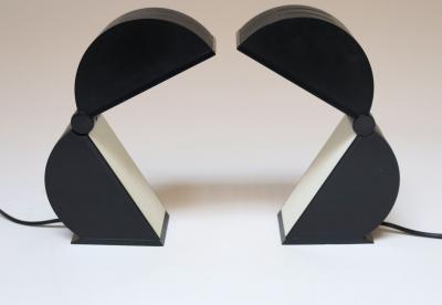 Pair of Italian Postmodern Foldable Disco Table Lamps by Mario Bertorelle