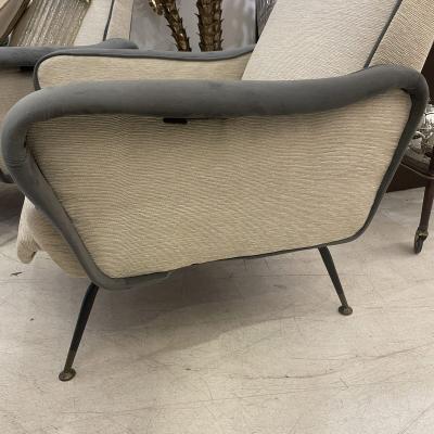 Pair of Italian Reclining Armchairs and Footstools