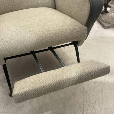 Pair of Italian Reclining Armchairs and Footstools