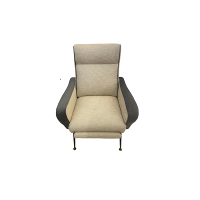 Pair of Italian Reclining Armchairs and Footstools