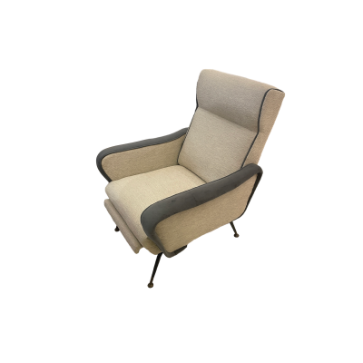 Pair of Italian Reclining Armchairs and Footstools