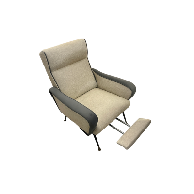 Pair of Italian Reclining Armchairs and Footstools