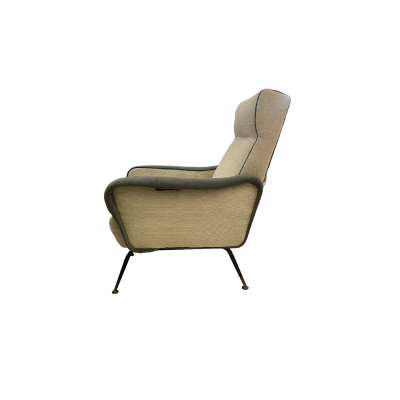 Pair of Italian Reclining Armchairs and Footstools