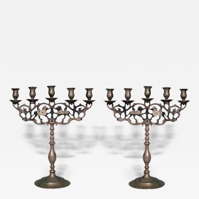 Pair of Italian Renaissance Bronze Candelabras