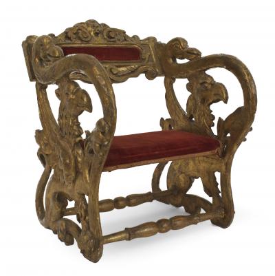 Pair of Italian Renaissance Gilt Jester Arm Chairs