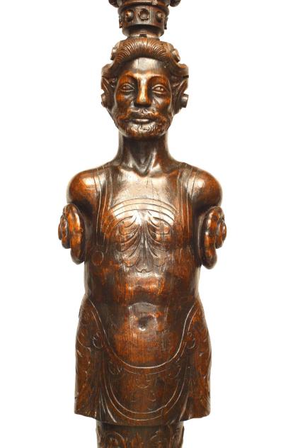 Pair of Italian Renaissance Oak Pedestal Figures
