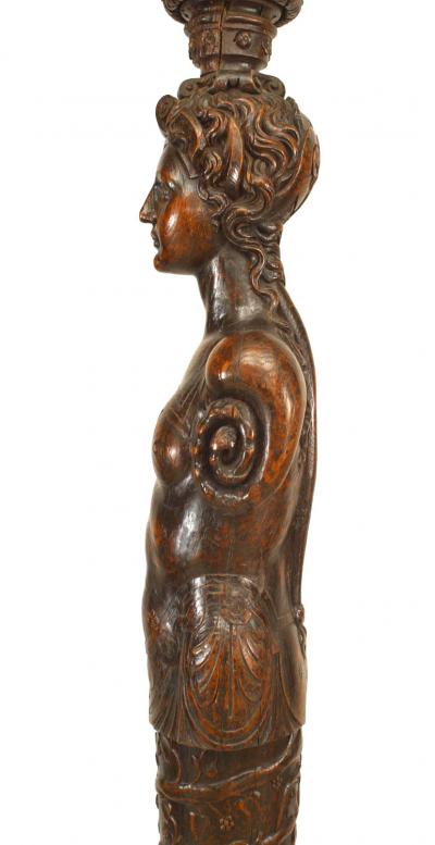 Pair of Italian Renaissance Oak Pedestal Figures