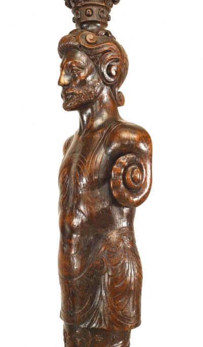 Pair of Italian Renaissance Oak Pedestal Figures