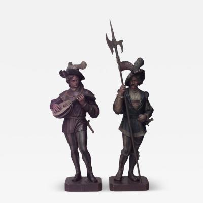 Pair of Italian Renaissance Painted Cavalier Figures