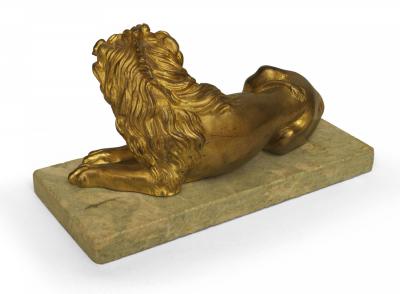 Pair of Italian Renaissance Small Gilt Bronze Lions