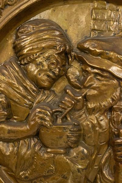 Pair of Italian Renaissance Style Brass Embossed Wall Plaques
