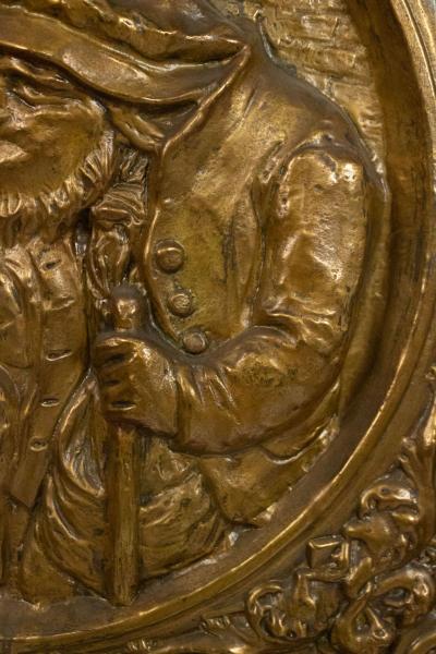 Pair of Italian Renaissance Style Brass Embossed Wall Plaques