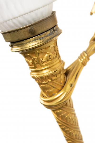 Pair of Italian Renaissance Style Bronze Dore Torch Wall Sconces